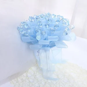 Bouquet da sposa fatto a mano con perle, acrilico e strass