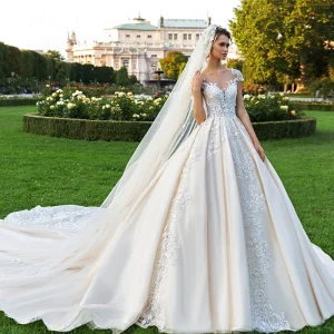 Abiti da sposa eleganti per donna 2023 Abito da sposa principessa con applicazioni di perline a cuore Abiti da sposa