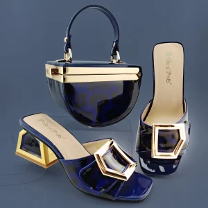 Scarpe e Borsa da Sposa a Tacco Basso con Elegante Design Leopardo Reale Fatte a Mano