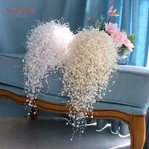 Bouquet da sposa in viscosa con strass e perle - Colore avorio e bianco