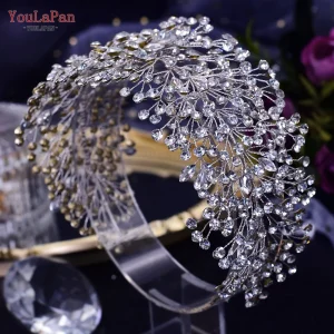 Accessori capelli sposa diadema di lusso a forma di fiore con strass fatti a mano