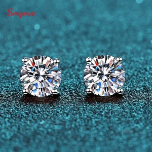 Orecchini a perno in Moissanite 100% testati per diamanti da 0,1-3CT, in argento 925 placcato in platino con certificato GRA