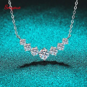 Collana in Argento Sterling 925 con diamanti Moissanite al 100% da 1,7 ct per donne con Certificato GRA