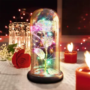 LED regalo di San Valentino per fidanzata eterna luce rosa fiore in lamina d'oro 24 carati in vetro copertura festa della mamma matrimonio regalo damigella d'onore