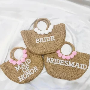 Borsa da sposa per matrimonio in spiaggia, piscina, stile boho rustico, addio al nubilato, proposta di matrimonio, regalo per damigella d'onore