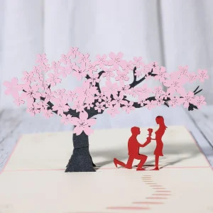 Biglietto di San Valentino Fidanzamento Laser Cut 3D per Amanti delle Carte d'Impegno, Regalo per Anniversari